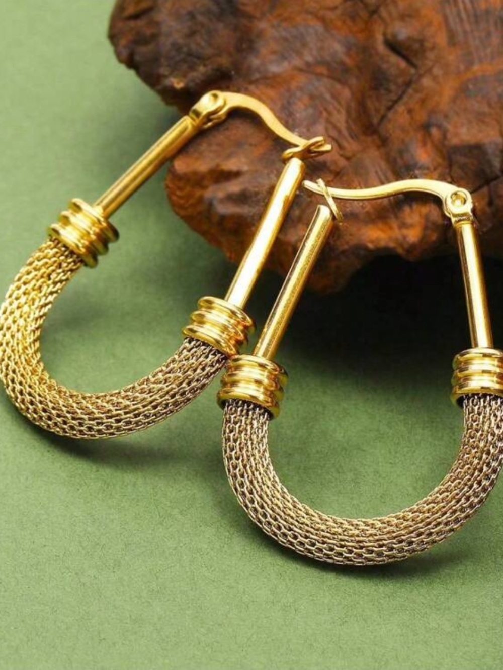 Valencia Textured Rope Mesh Earrings - Picture 5 of 5